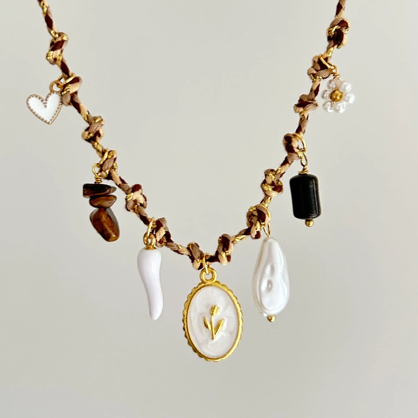 Fresh and Sweet Starfish Pearl Heart Pendant Necklace in Stainless Steel with Plated Finish on Adjustable Cord