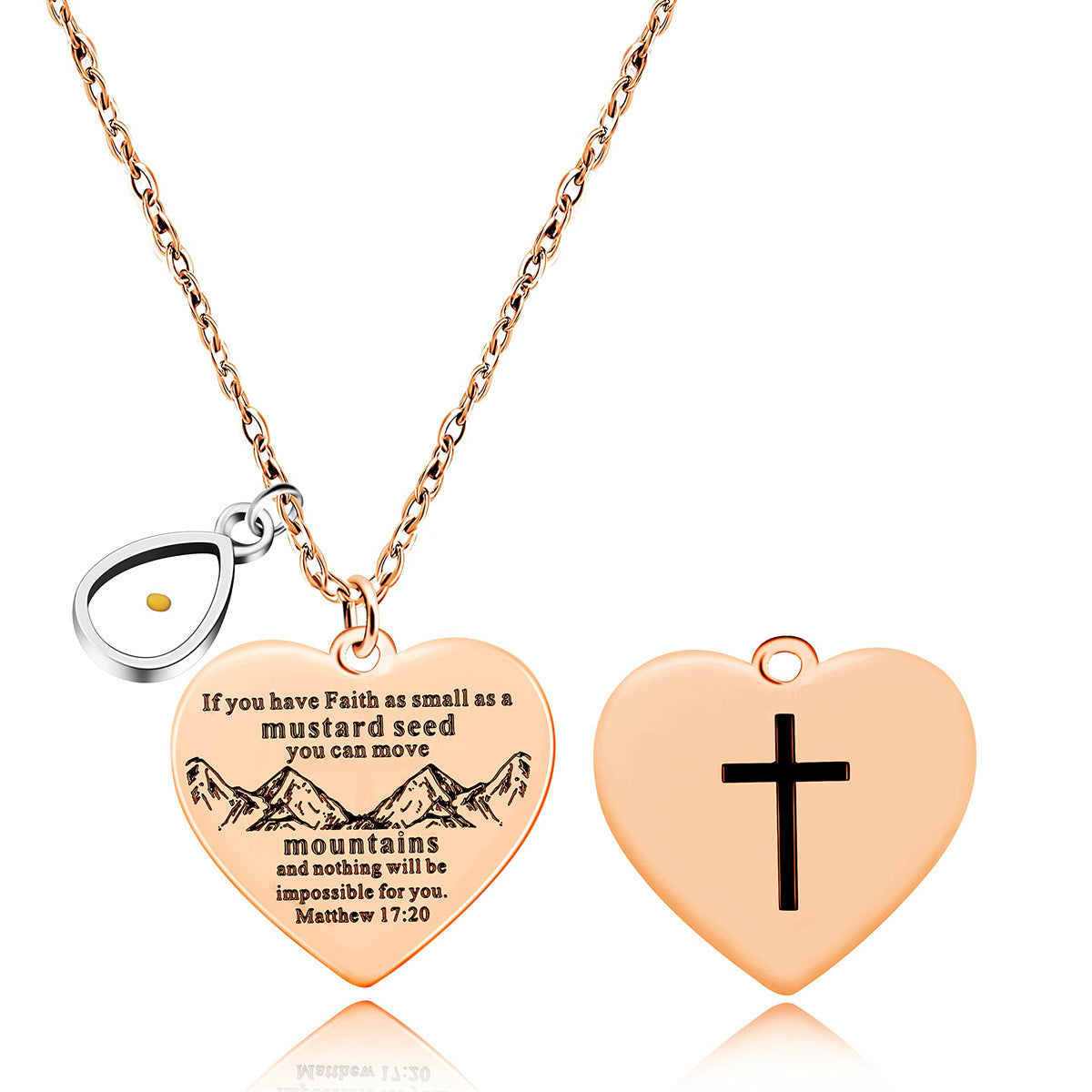 Collana con Ciondolo a Croce a Doppia Faccia in Acciaio Inossidabile con Versetto Biblico Personalizzato, Charm in Acciaio al Titanio Lucidato e Design Geometrico