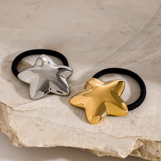 High-Elastic Stainless Steel Hair Tie with Star Motif for Women Trendy Ponytail Holder Minimalist Ins-Inspired Headband Accessory