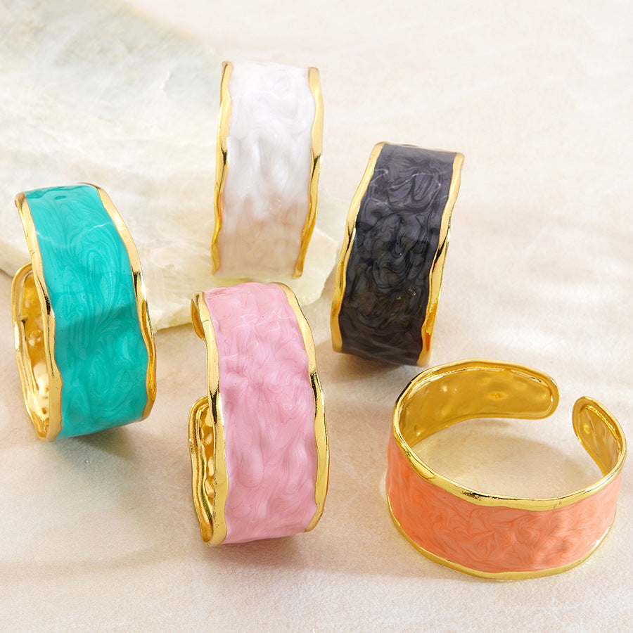 Casual Geometric Drip Oil Stainless Steel Open Cuff Bracelet