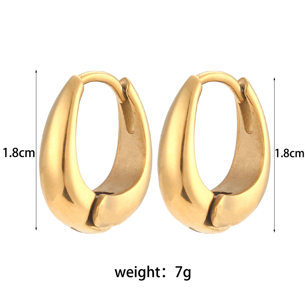 Pendientes de acero inoxidable geométricos minimalistas de moda con forma de pera y baño de oro de 18 quilates para mujer