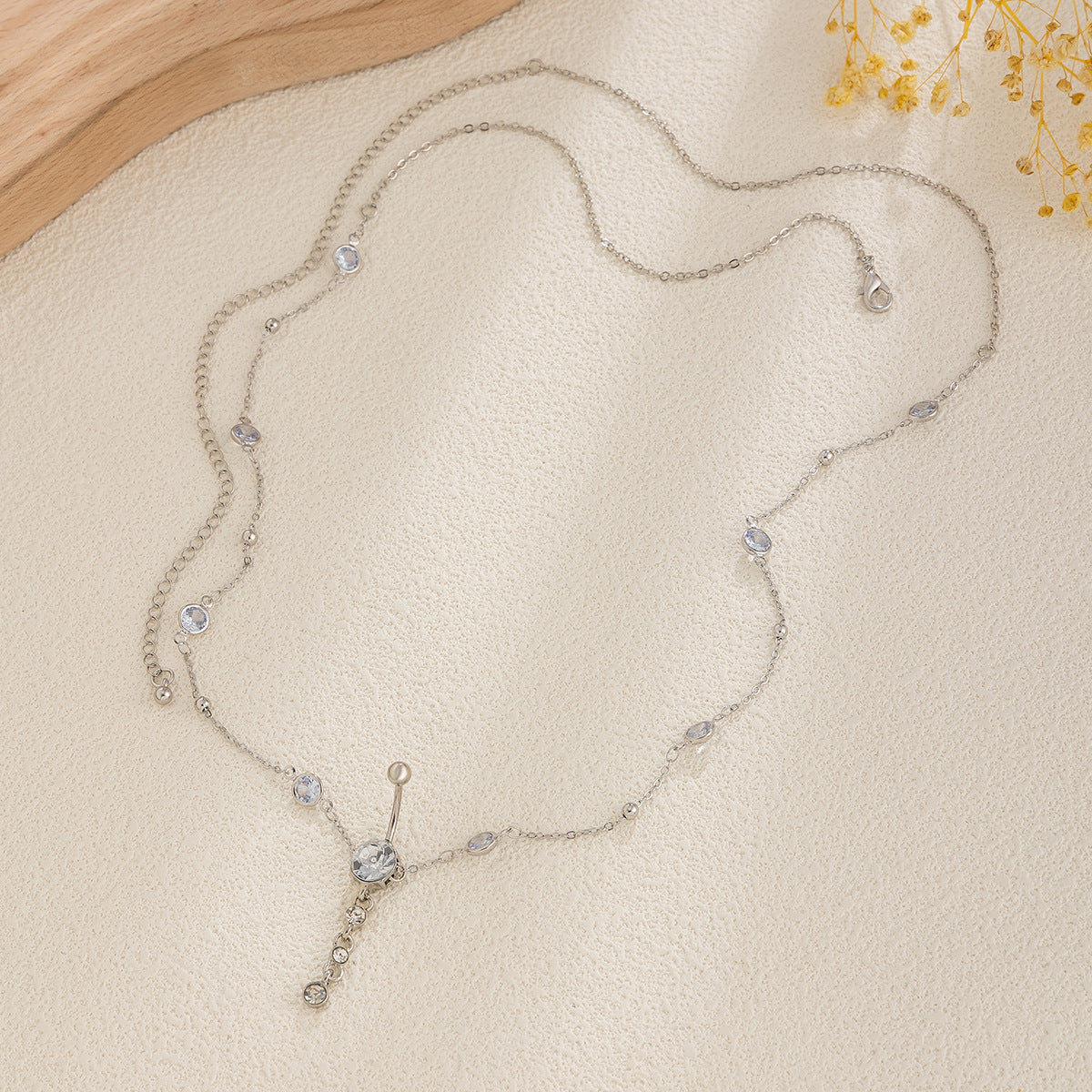 Minimalist Elegant Round Alloy Plated Ball Chain Body Chain with Tassel Pendant for Women