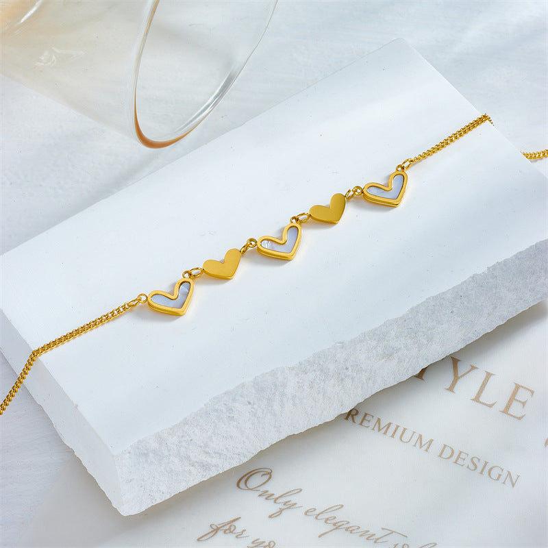 Minimalist Heart-Shaped Titanium Steel Anklet with Smooth Finish and Beach-Inspired Design