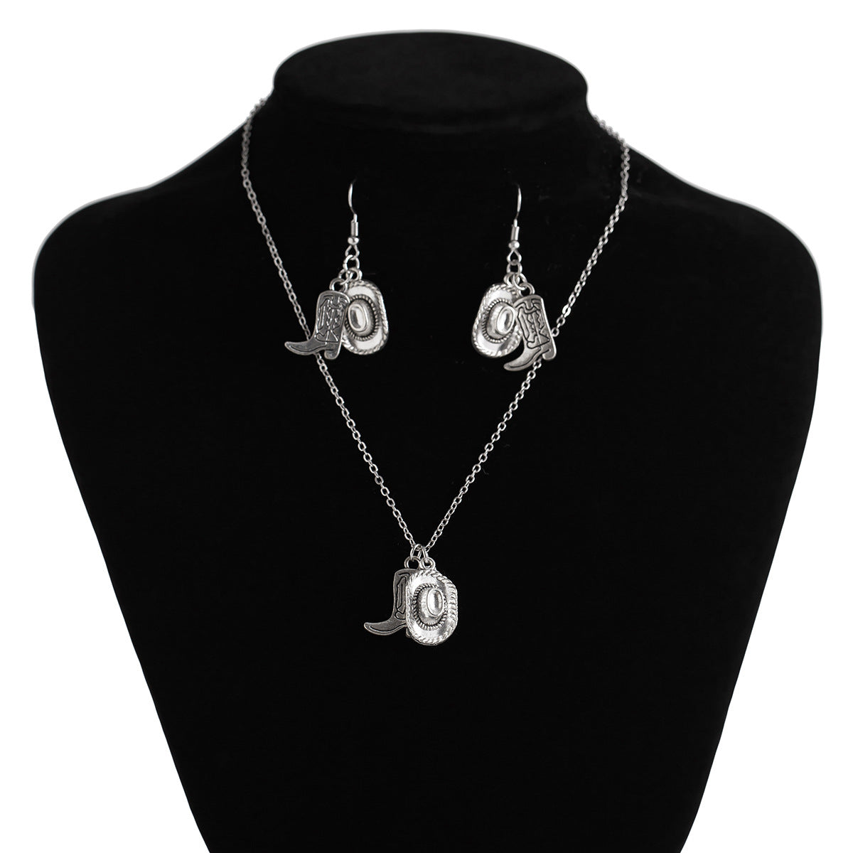 Collar con Colgante Geométrico Bohemio Vintage con Detalles de Diamantes de Imitación y Cadena de Aleación Plateada para Mujer