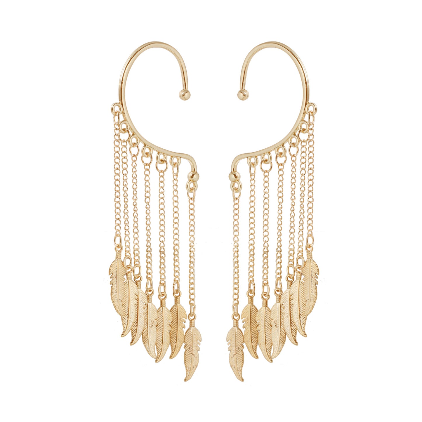 Vintage Leaf Plated Alloy Tassel Ear Cuff for Women