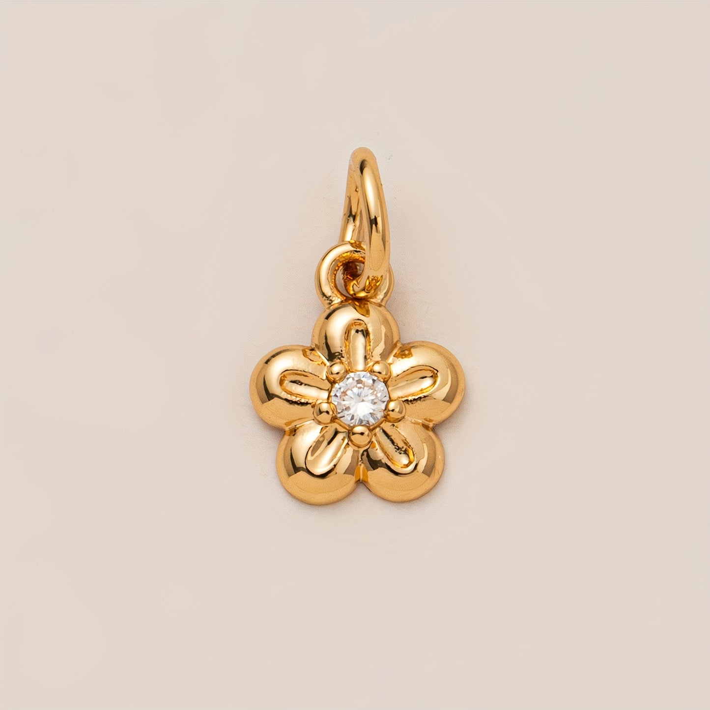 Sweet 14K Gold Plated Brass Floral Pearl Heart Star Geometric Plant Pendant Necklace Charm Bar
