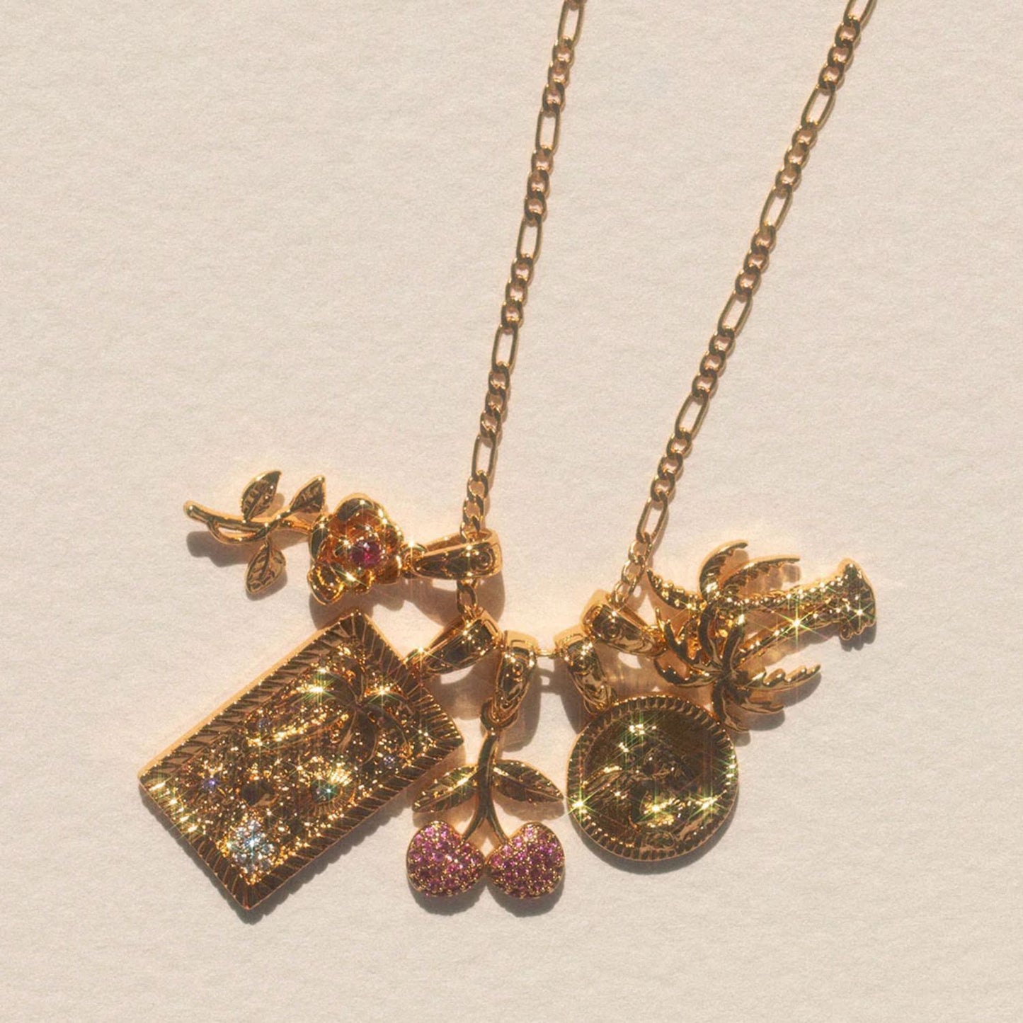 Minimalist Gold Plated Brass Square Heart Charm Bar Necklace for Women