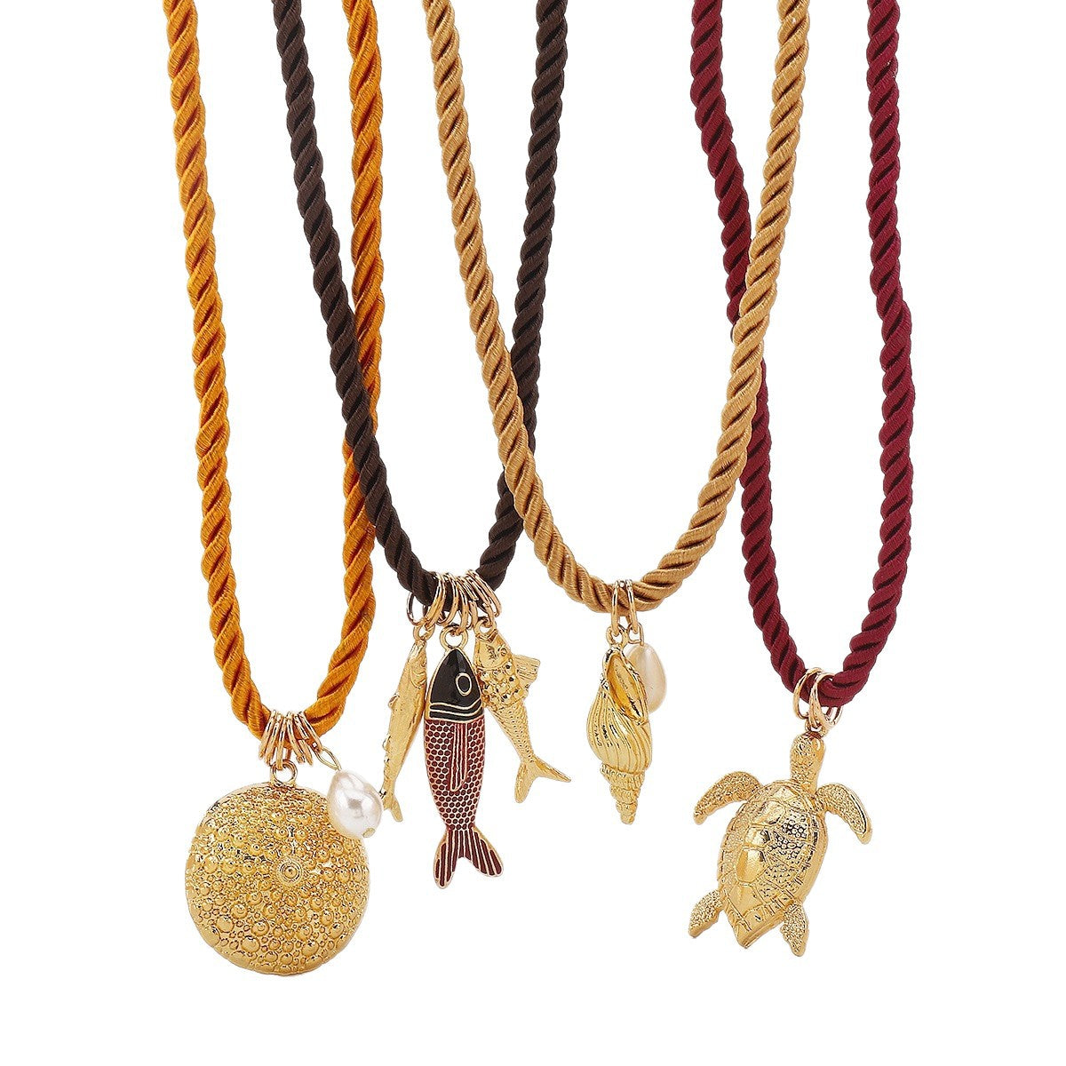 Casual Geometric Fish Turtle Shell Alloy Plated Pendant Necklace for Women