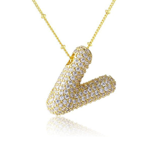 Fashion Plated Brass Letter Bubble Pendant Necklace for Women
