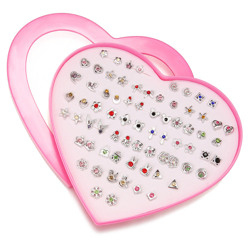 Sweet Geometric Resin Stud Earrings with Rhinestone and Pearl Inlay for Women