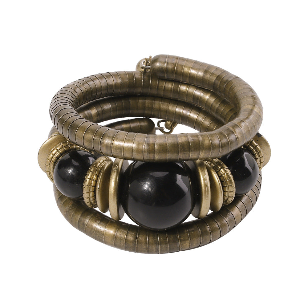 Pulsera Boho de Hueso de Serpiente Multicapa con Cuentas Turquesas Diseño Geométrico Joyería de Mano Unisex