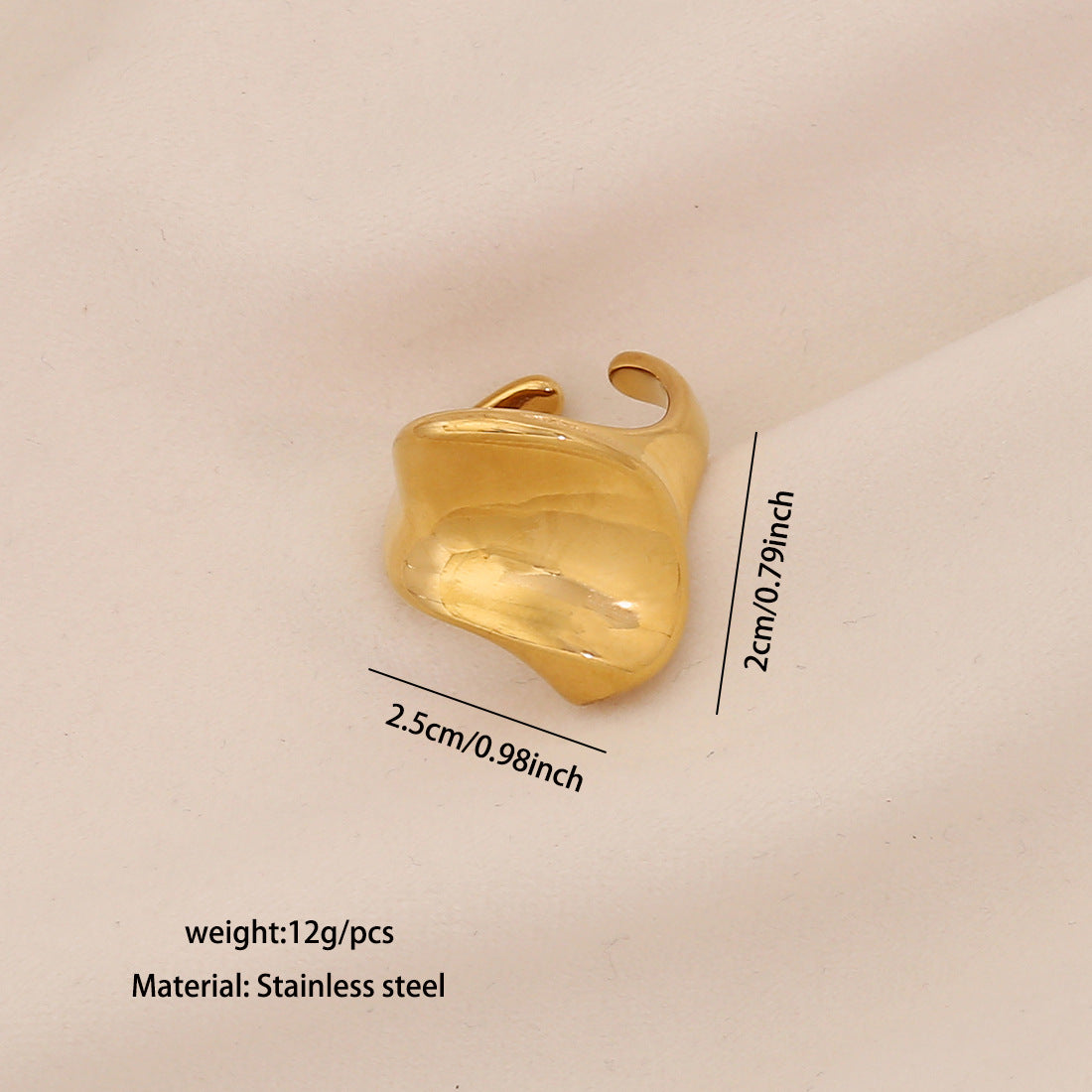 Anello regolabile da donna in acciaio inossidabile geometrico con placcatura in acciaio al titanio e design angolare triangolare e quadrilatero