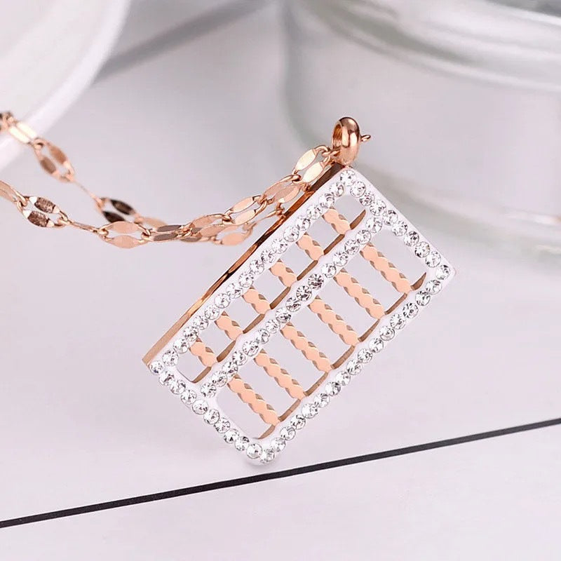 Geometric Abacus Pendant Necklace in Titanium Steel with Plated Finish for Women and Men