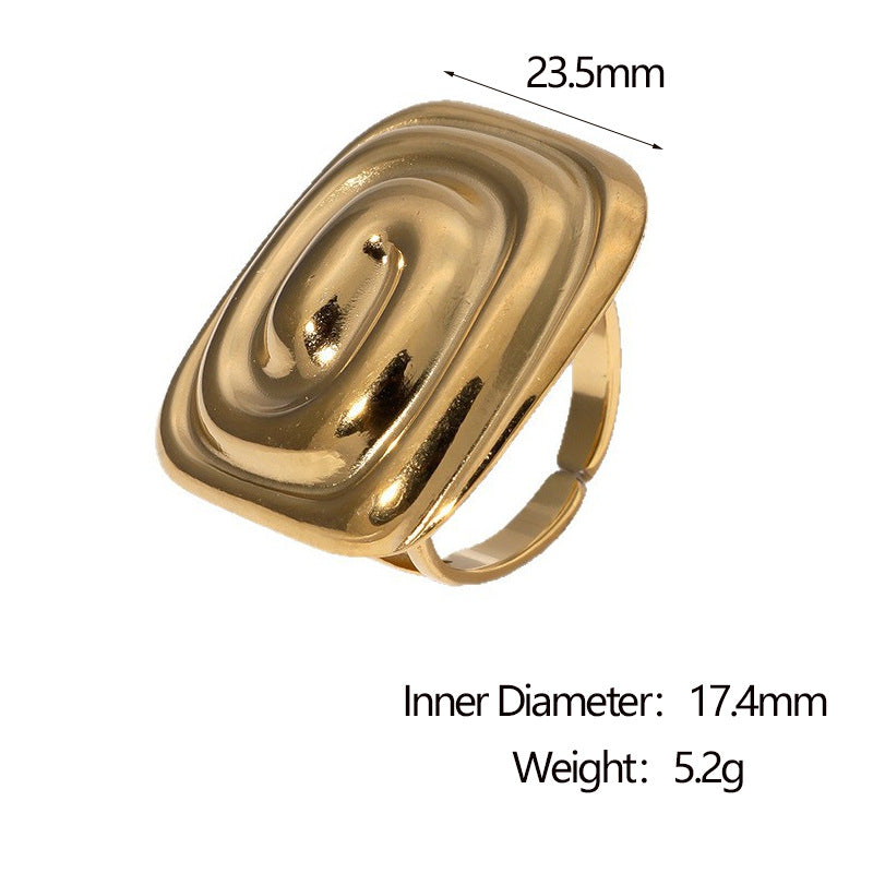 Anello Filettato Geometrico Minimalista in Acciaio Inox da Donna con Placcatura in Oro 18K Gioielli in Acciaio al Titanio