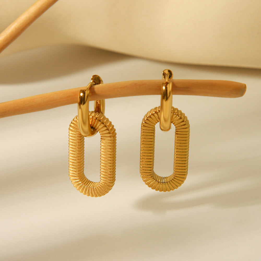 Orecchini da donna minimalisti in acciaio al titanio con pendente geometrico circolare staccabile e finitura galvanizzata