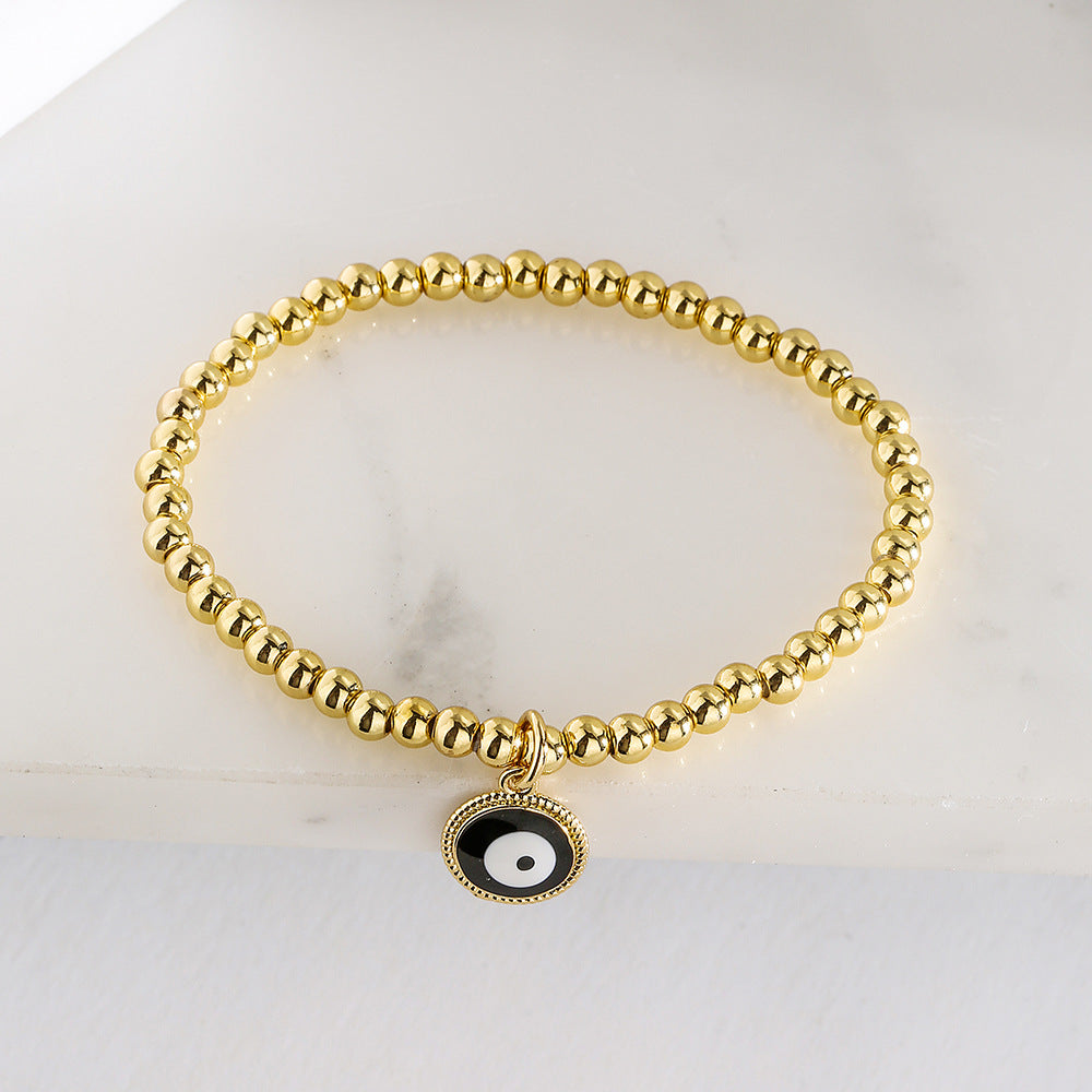 Bracciale a pendente Geometric Demon Eye da donna con perline in rame e finitura smaltata