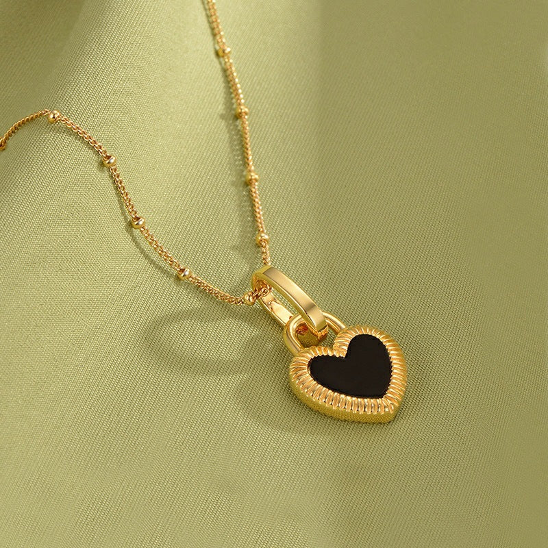 Collana Pendente a Cuore Minimalista in Acciaio al Titanio Placcato Oro da Donna