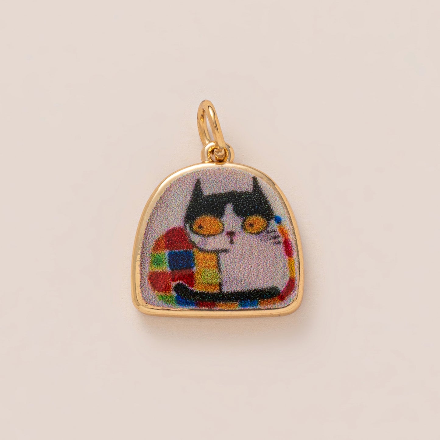 Sweet 18K Gold Plated Brass Cat Pendant Necklace Corn Chain Unisex Jewelry