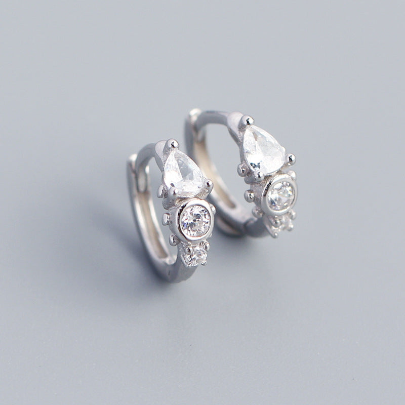 Orecchini a cerchio in argento sterling S925 a goccia minimalisti con intarsio di zirconi