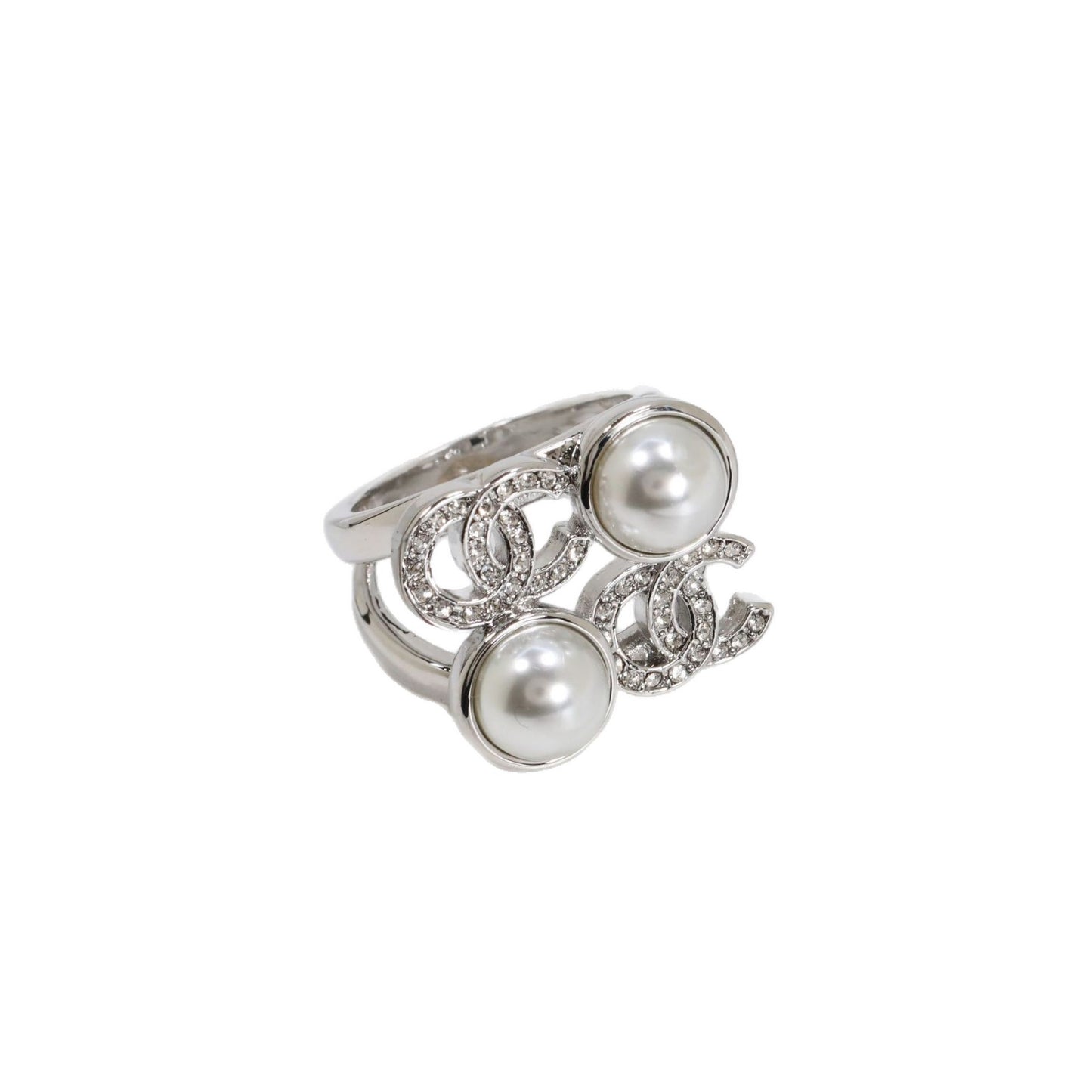 Anello con lettera in ottone placcato oro di lusso con strass e perle