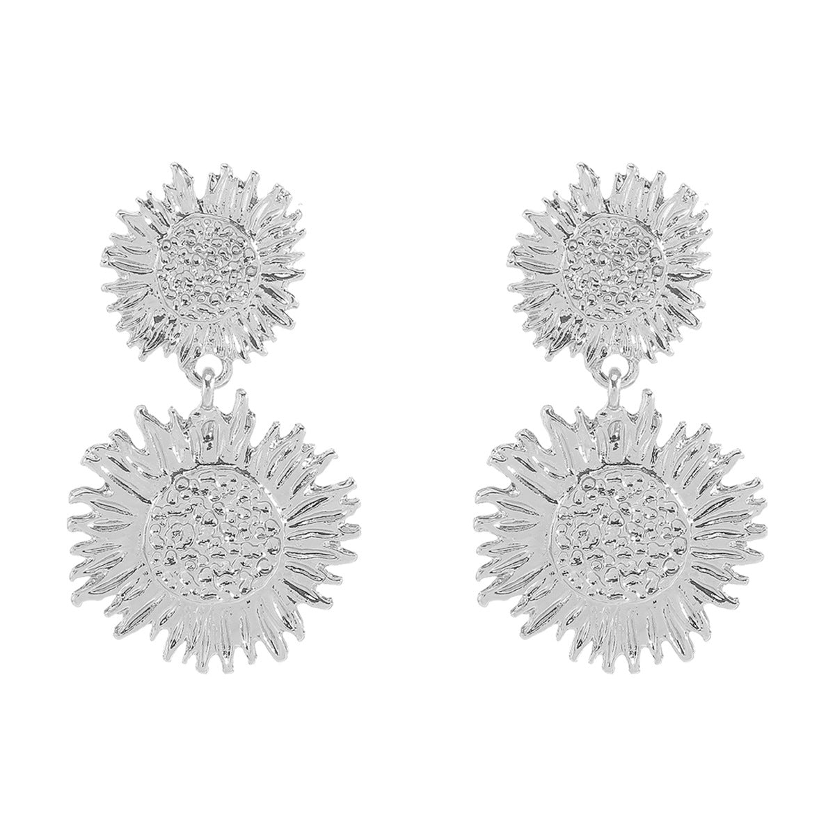Pendientes colgantes minimalistas florales de girasol para mujer en aleación de zinc con acabado chapado