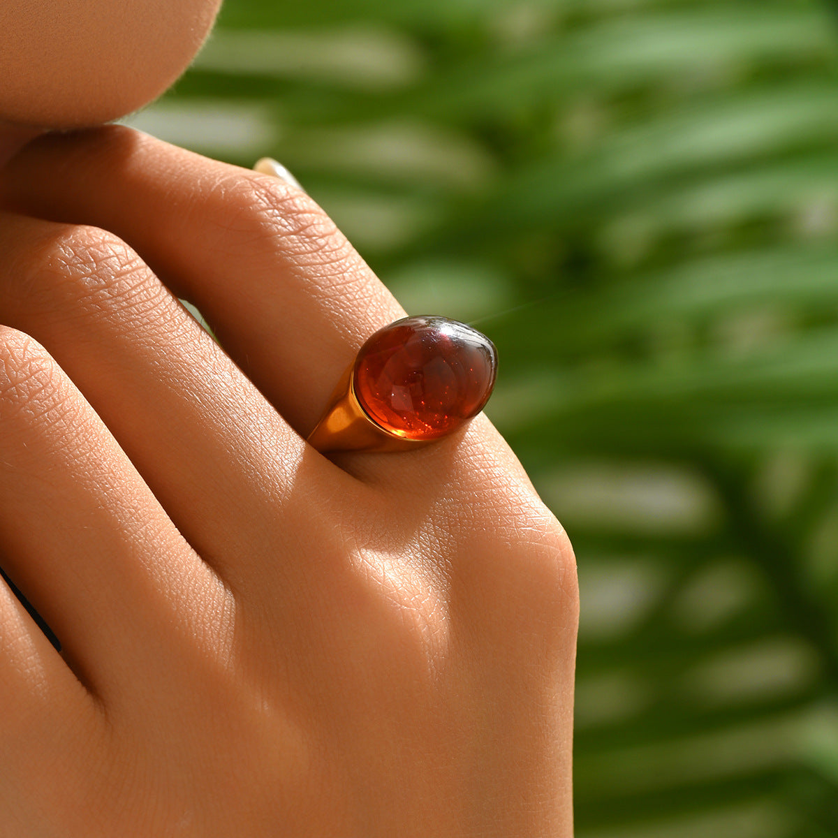 Anillo abierto ajustable Fashion-Commuter para mujer con incrustaciones de piedras preciosas en formas geométricas y de lágrima, hecho de cobre