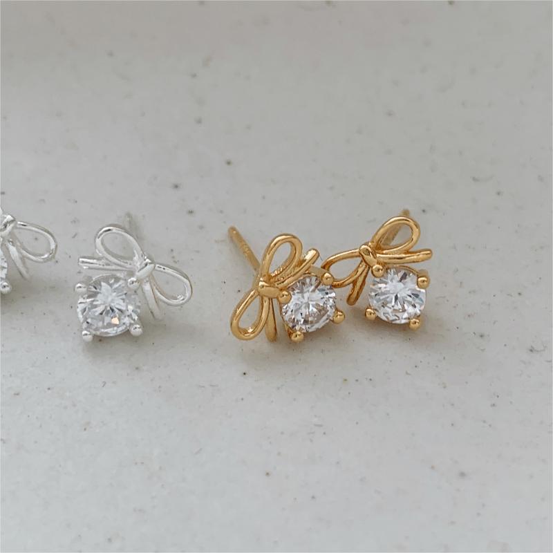 Pendientes de tuerca minimalistas de plata de ley 925 con circonitas cúbicas geométricas