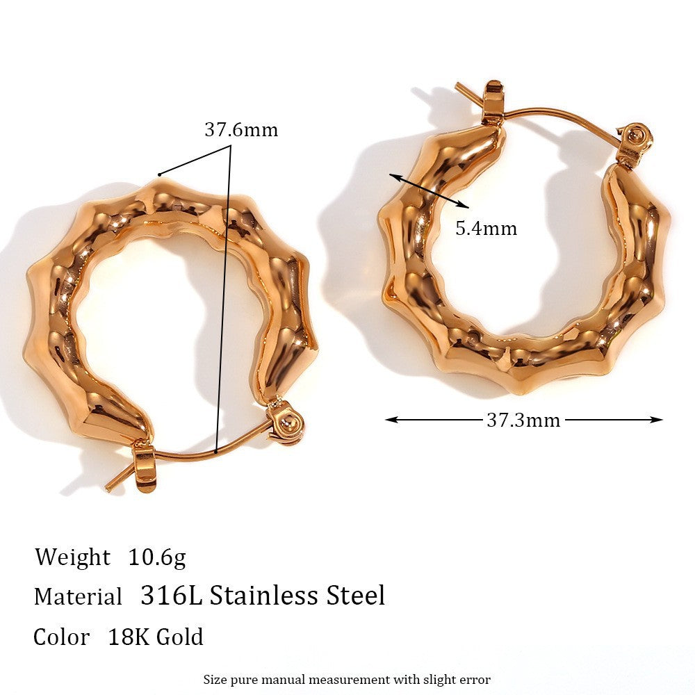Orecchini a cerchio da donna in stile vintage con geometria a U in acciaio al titanio, placcati oro 18 carati e inserti in acrilico