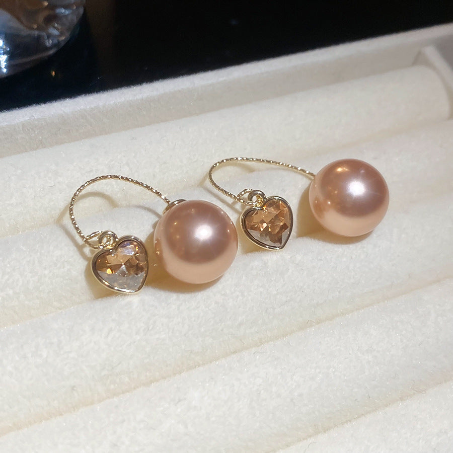 Elegantes Pendientes de Tuerca para Mujer de Estilo Retro Francés con Mariposa y Perla en Forma de Corazón con Circonitas y Postes de Acero Inoxidable