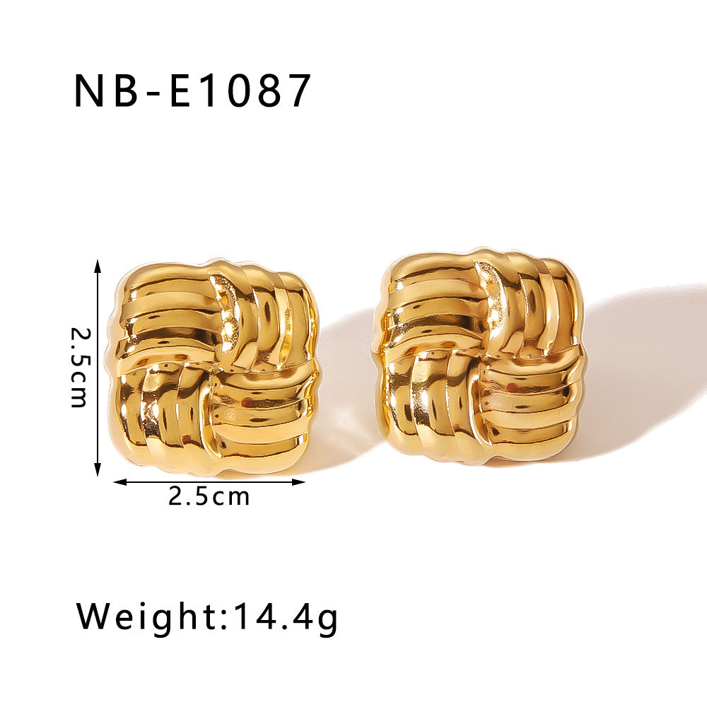 Minimalist Heart-Shaped Geometric Stainless Steel Earrings with 18K Gold Plating for Women