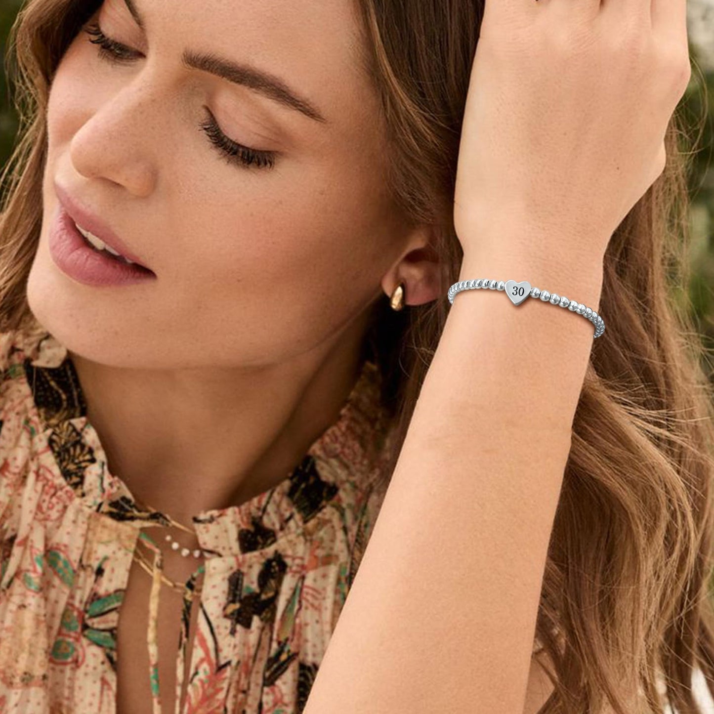 Minimalist Heart Shaped Polished Brass Ball Chain Bracelet for Women