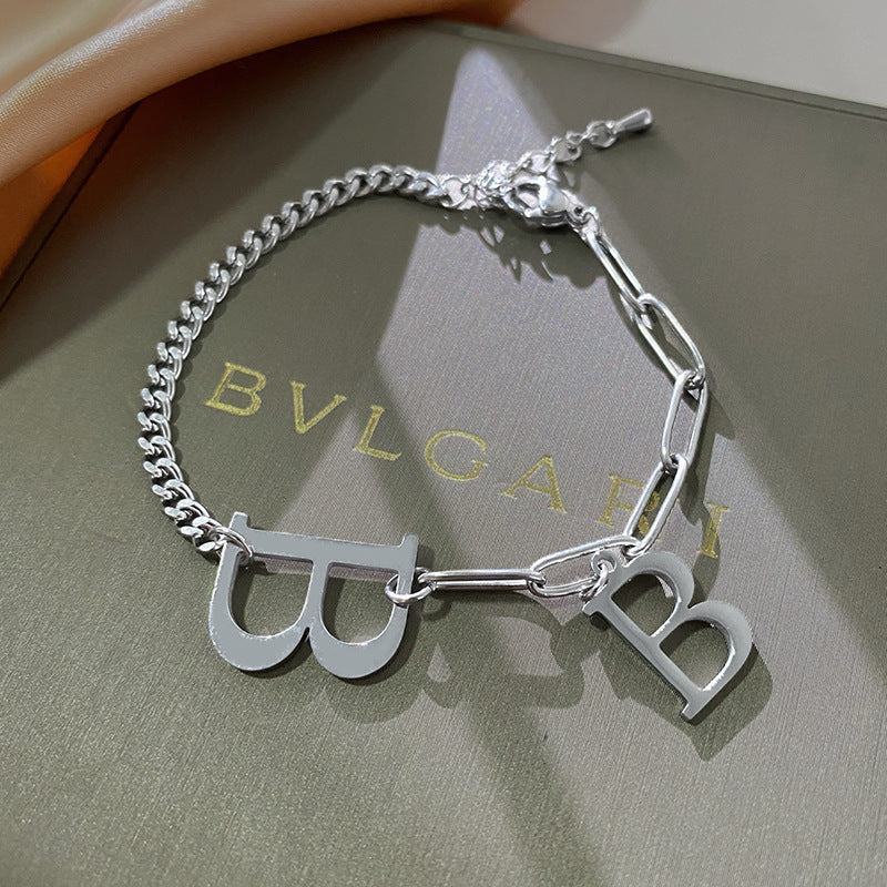 Hip-hop Letter B Plated Titanium Steel Bracelet