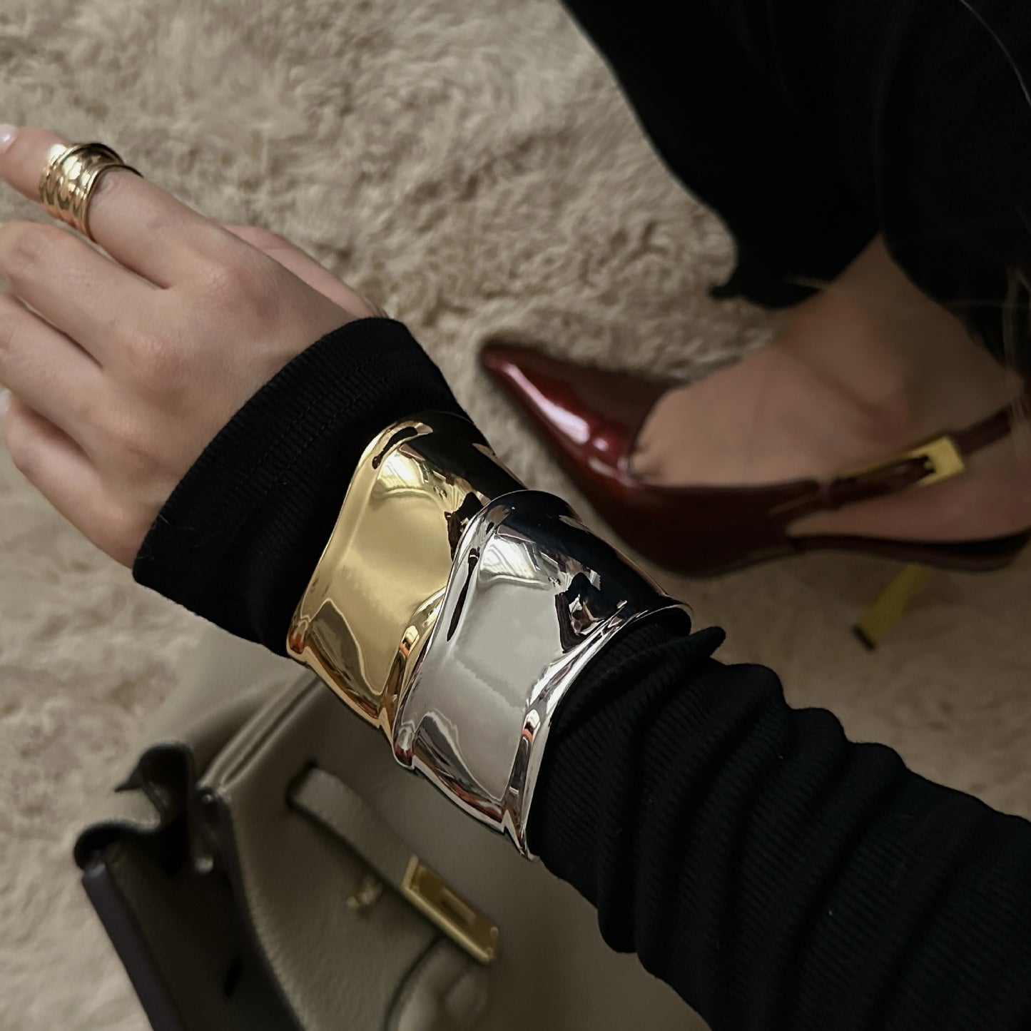 Fashion Geometric Plated Alloy Cuff Bracelet