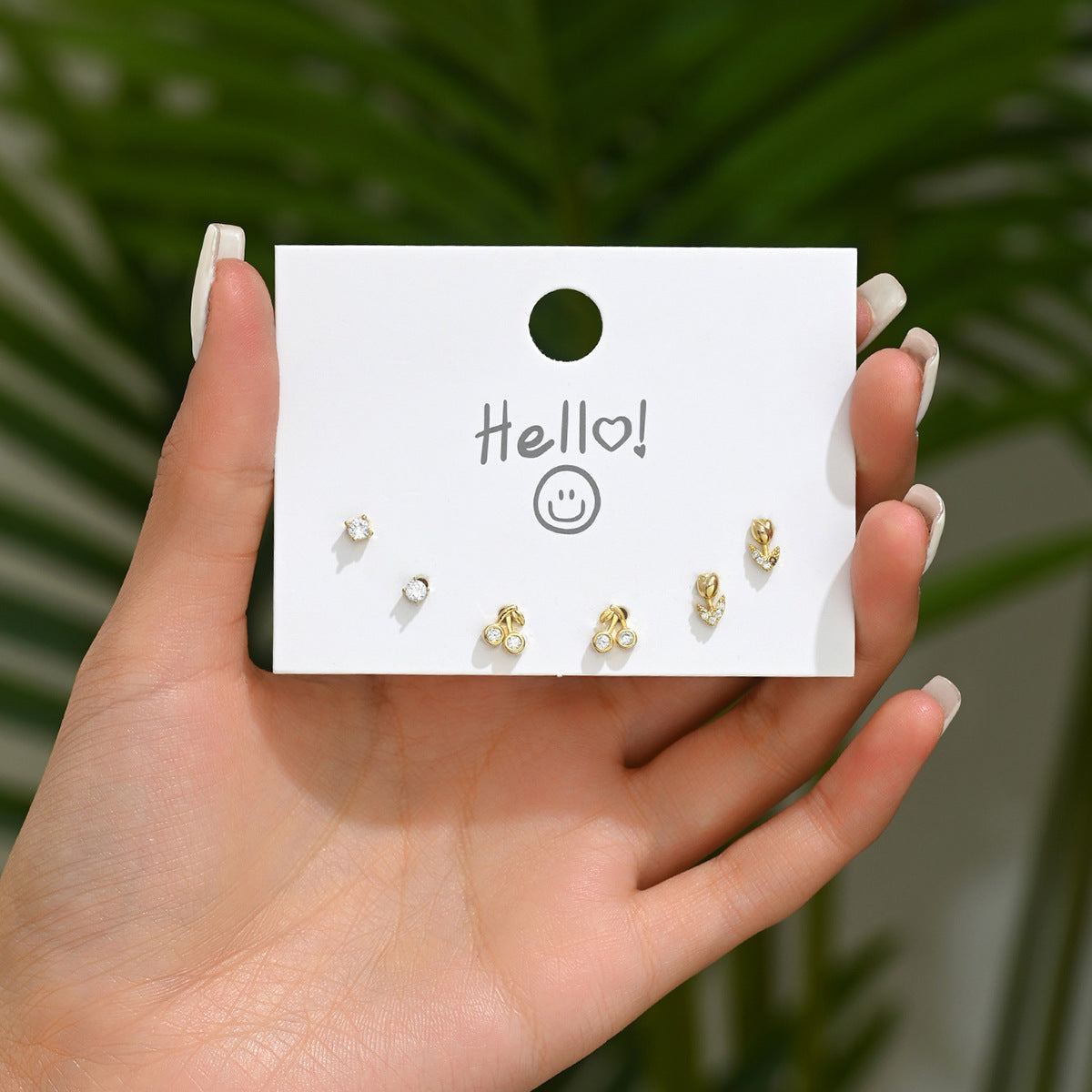 Pendientes de Tachuela Geométricos Minimalistas para Mujer con Incrustaciones de Zirconia en Base de Cobre y Postes de Acero Inoxidable