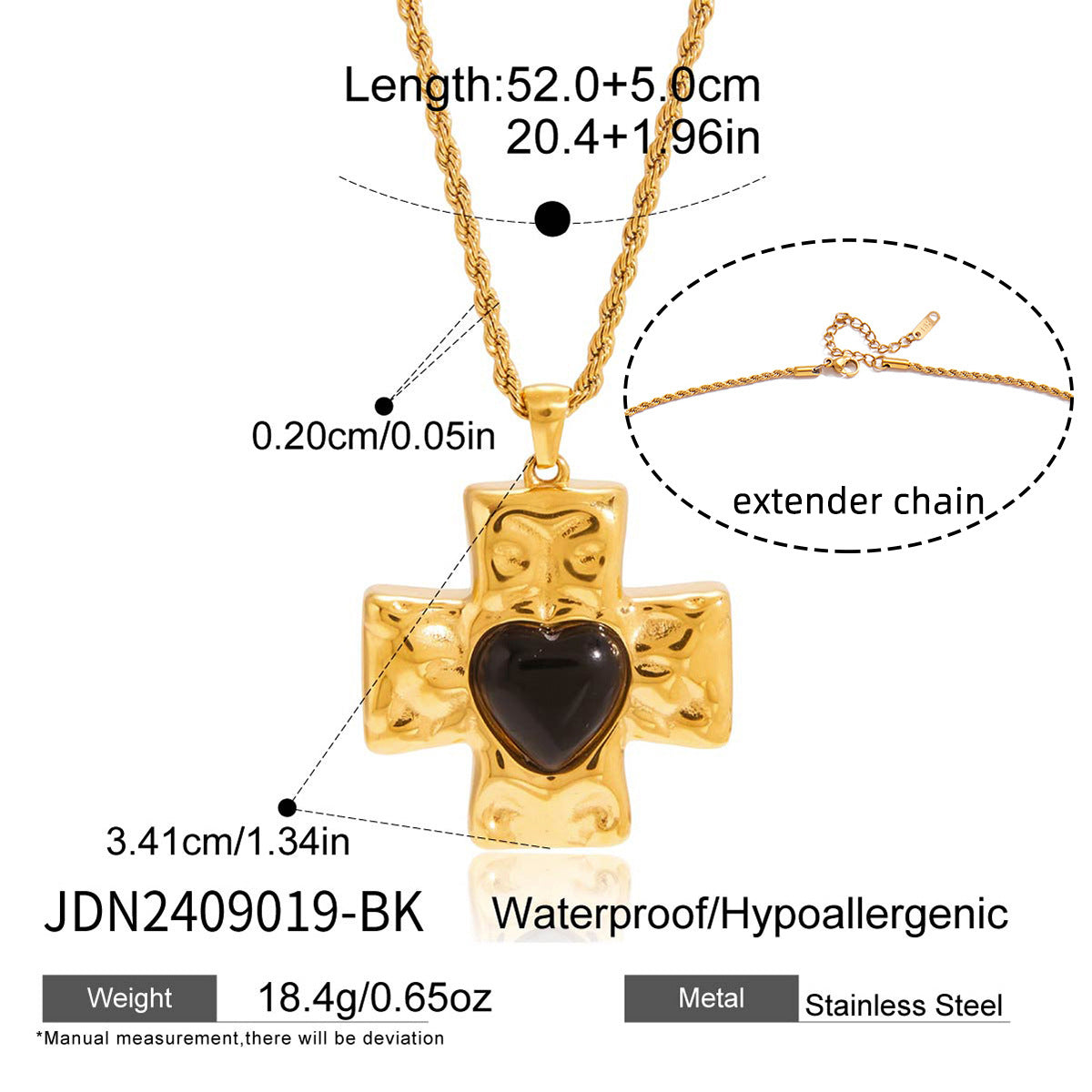 Collar minimalista con dije de cruz para mujer en acero de titanio con incrustaciones de circonita y chapado de oro PVD en cadena de acero inoxidable