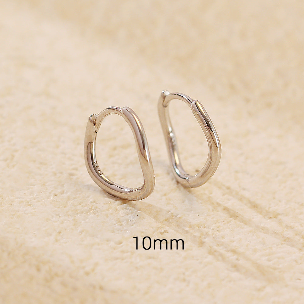 925 Sterling Silver Plated Geometric Wavy Irregular Hoop Earrings for Women