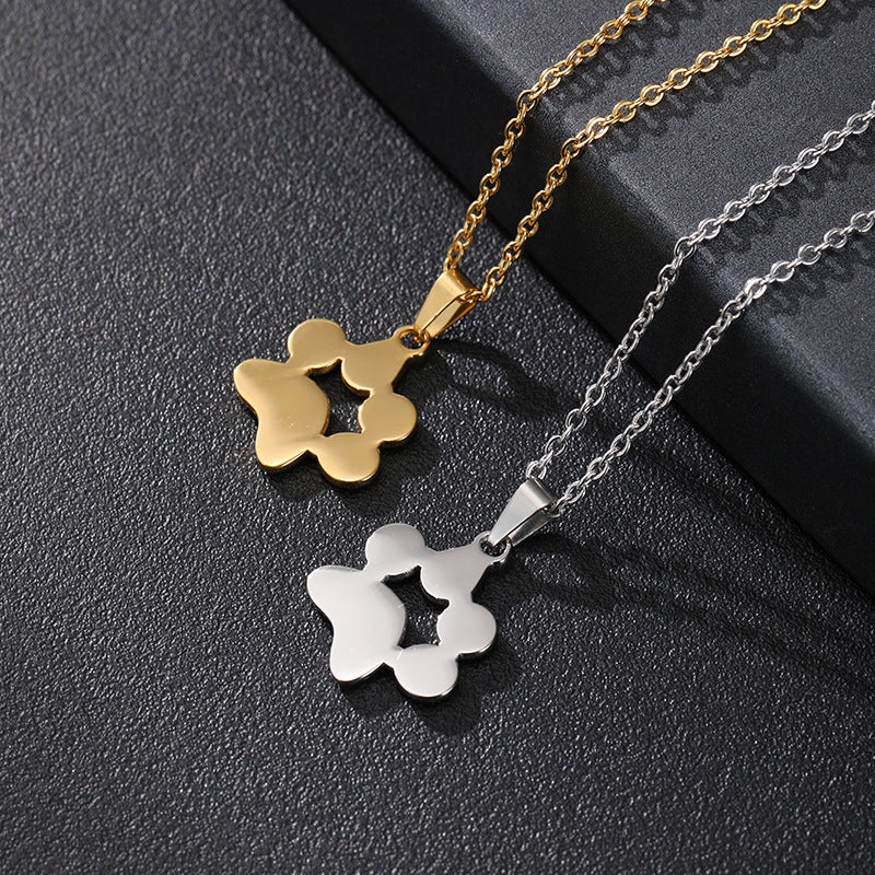 Collar minimalista de acero inoxidable con colgante de huella de gato chapado en oro de 18 quilates para mujer