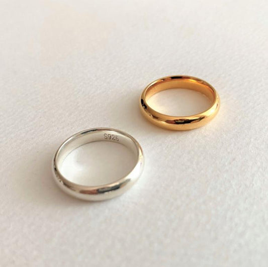 Minimalist Geometric S925 Sterling Silver Ring for Women Smooth Polished Band