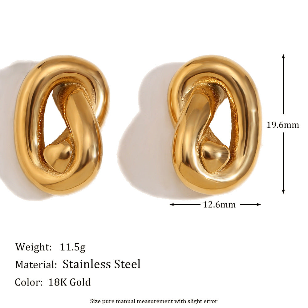 Orecchini a perno geometrici irregolari da donna in stile francese vintage, realizzati in acciaio inossidabile con placcatura in oro 18 carati