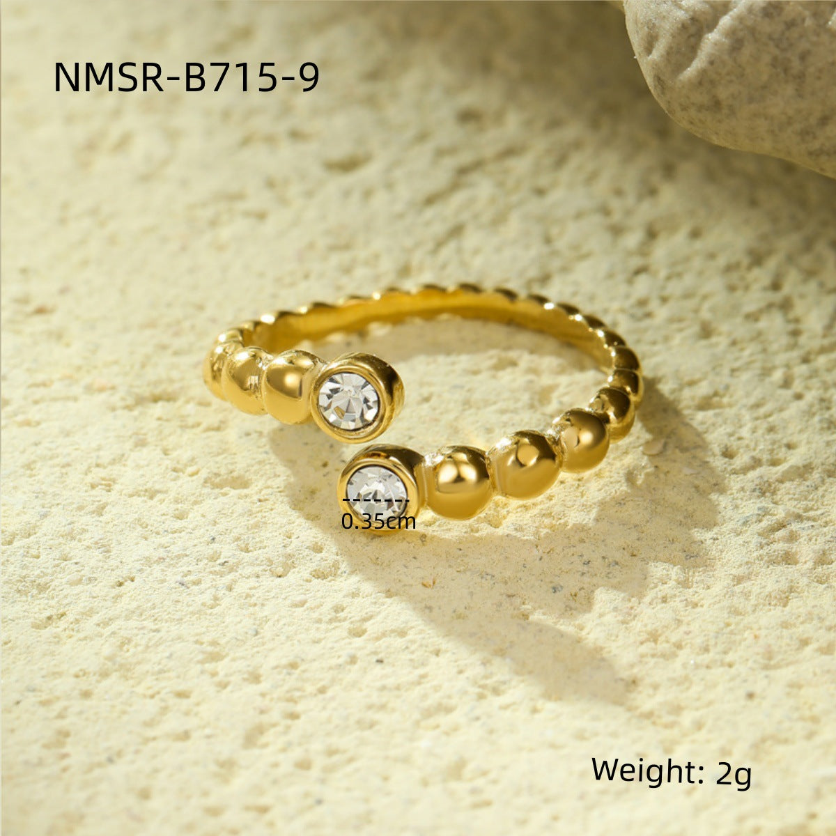 Anillo Abierto Lujoso Minimalista de Acero de Titanio con Incrustaciones de Circonita Cuadrada y Diseño de Corazón para Mujer