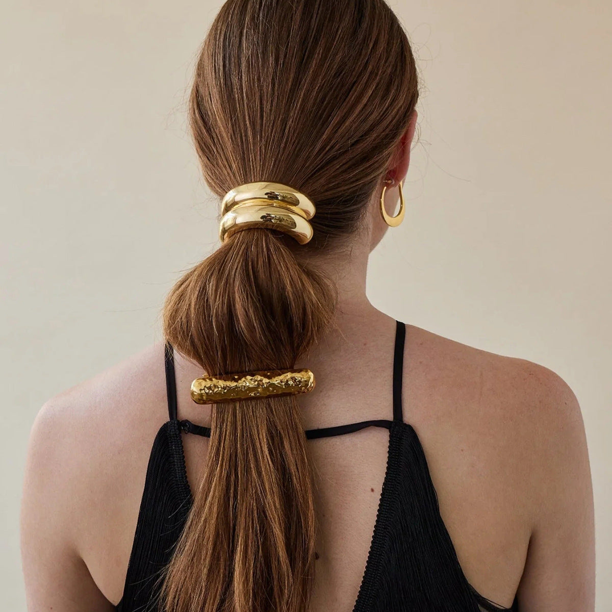 Fermaglio per Capelli Minimalista ad Arco in Acciaio Inossidabile con Finitura Placcata per Coda di Cavallo