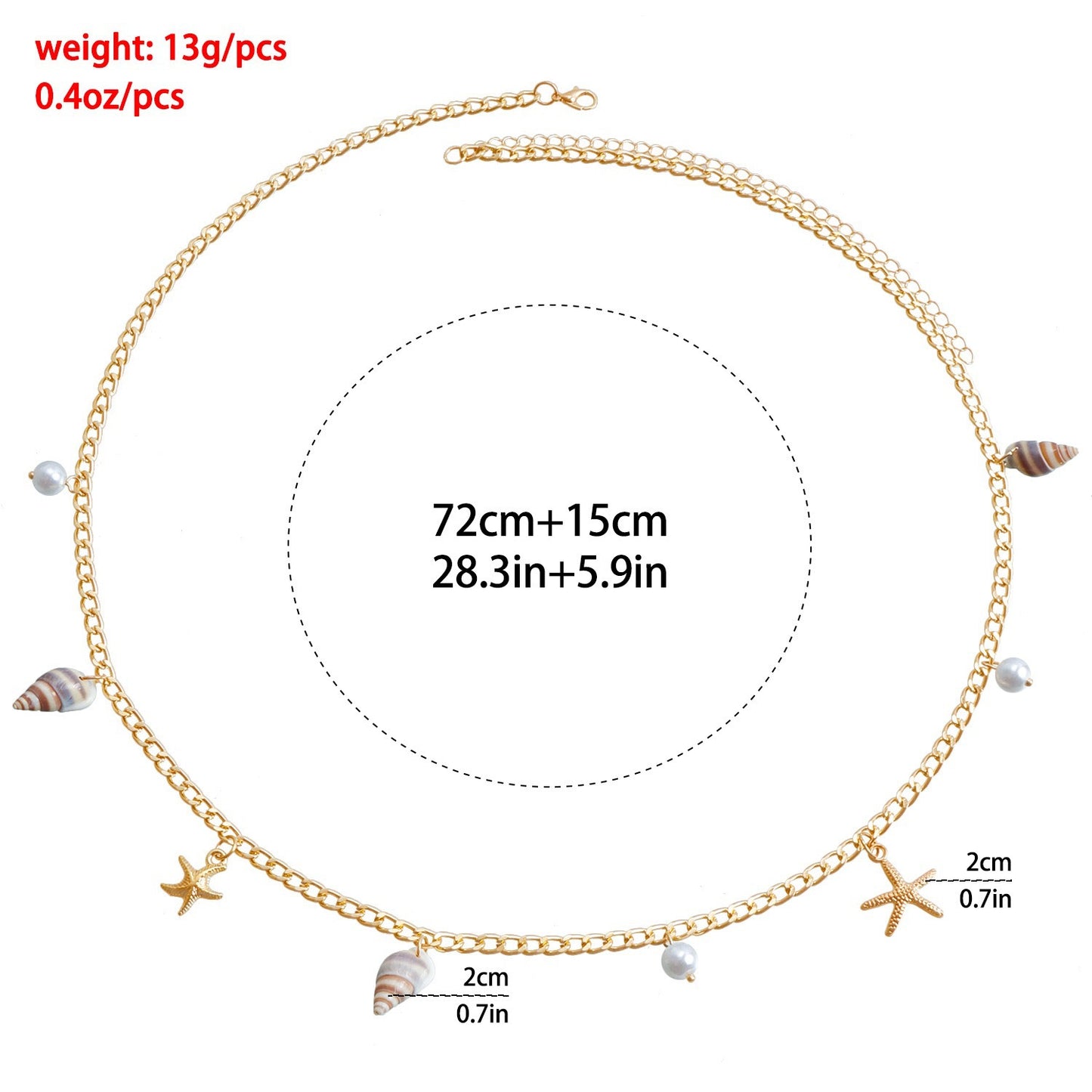 Cadena para el cuerpo con colgante de estrella y lágrima de aleación para mujer