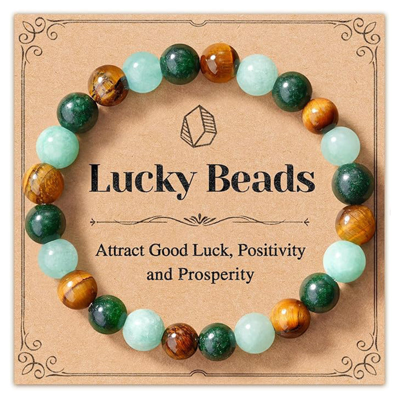 Minimalist Natural Citrine and Tiger Eye Stone Bracelet Unisex Geometric Round Beads Gift
