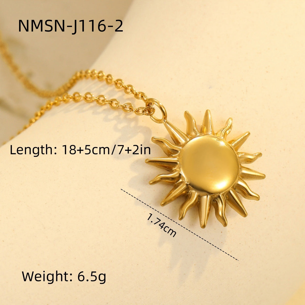 Conjunto de collar y pendientes de girasol a la moda con cadena de acero inoxidable para mujer
