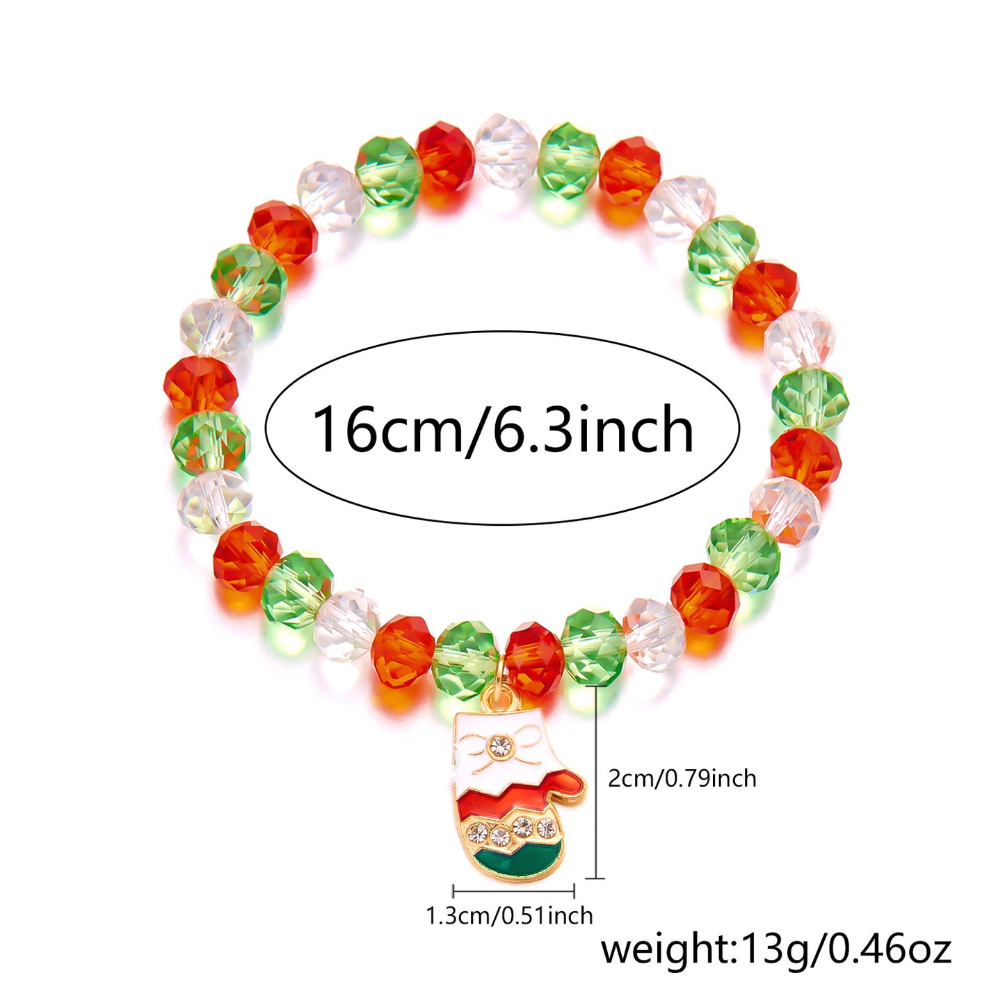 Conjunto de pulseras artesanales de aleación con temática navideña con dijes de Papá Noel, árbol de Navidad y guantes para mujer