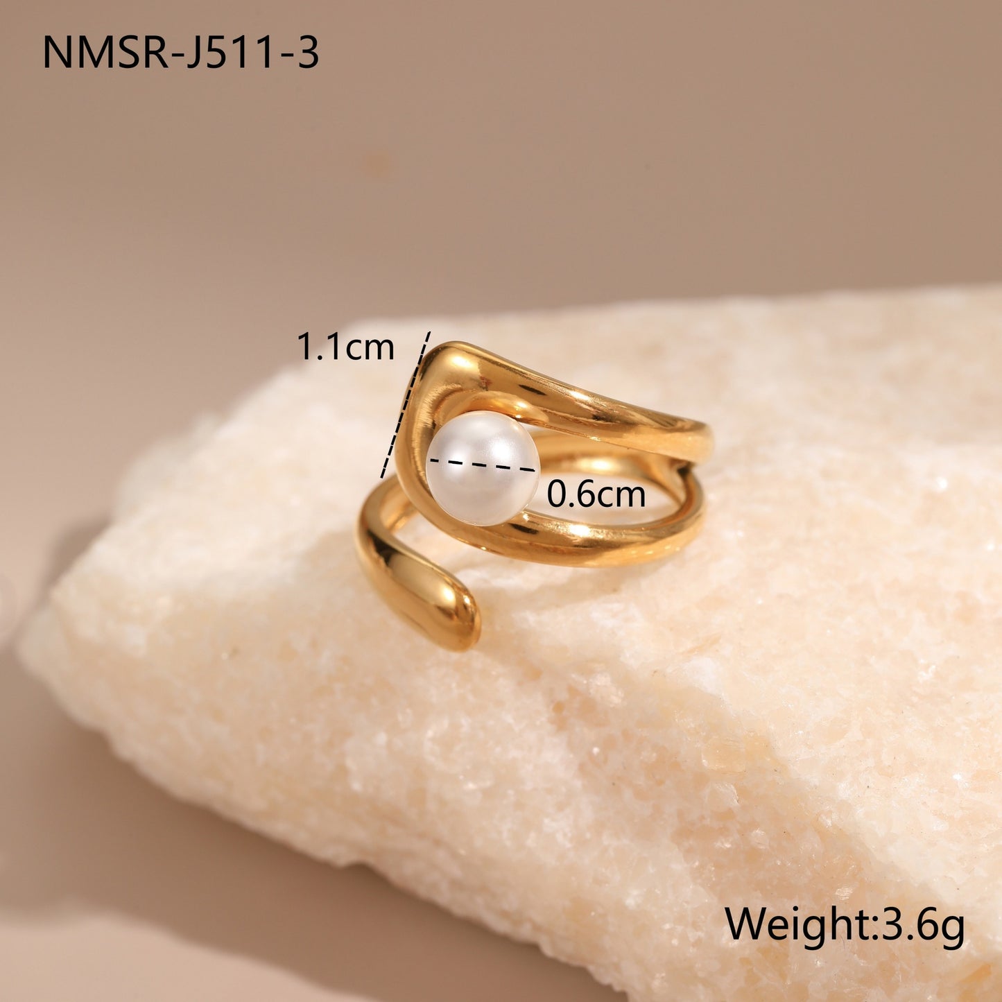 Minimalist Geometric Stainless Steel Ring with 18K Gold Plating Adjustable Open Band Elegant Luxury Women's Jewelry