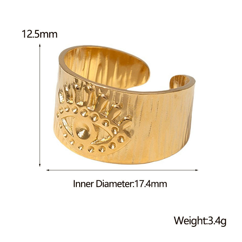 Minimalist Gold Plated Stainless Steel Eye Shape Open Ring for Women