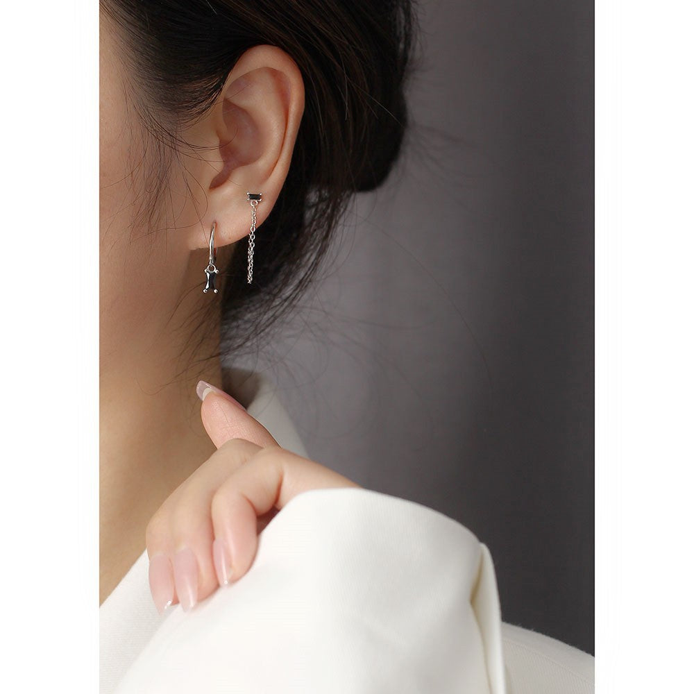 Eleganti Orecchini Pendenti a Goccia da Donna con Nappe a Quadrato Geometrico in Zirconia Cubica, in Argento Sterling 925