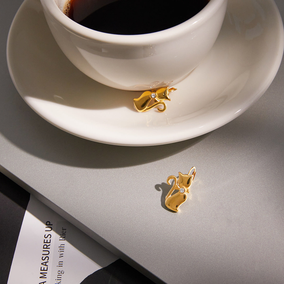 Luxury Geometric Cat Stainless Steel Earrings for Women