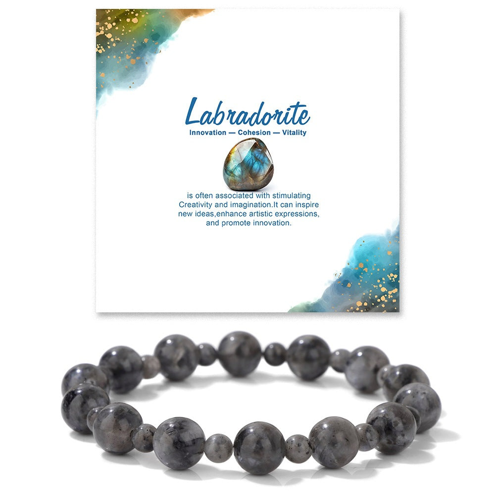 Minimalist Sweet Natural Crystal Beaded Bracelet Unisex 8mm Elastic Stretch Bangle with Star and Geometric Charms